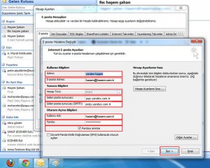 yandex outlook ayarlraı