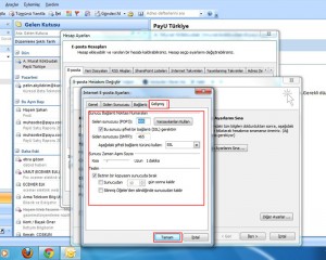 yandex outlook ayarlraı